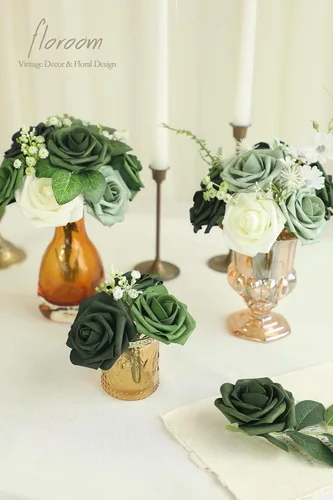 Miniatura 5 de Floroom Flores artificiales de espuma de aspecto real, con tallos, para manualidades, ramos de boda, centros de mesa, despedida de soltera, fiesta