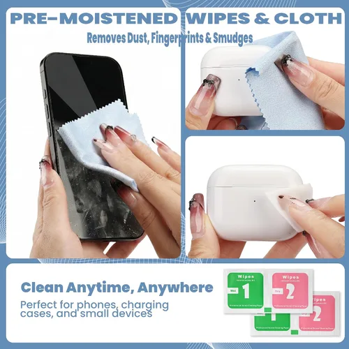 Miniatura 6 de Kit de limpieza mejorado para Airpod (81 unidades), multiherramienta con bolígrafo de limpieza, masilla e hisopos, elimina la cera de los oídos