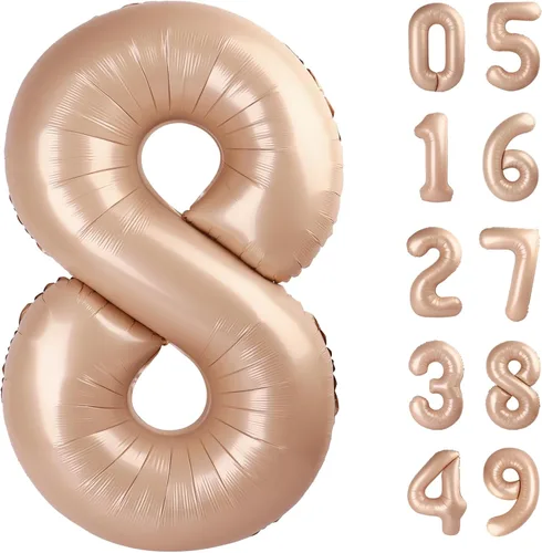 Miniatura 384 de Globo de cumpleaños número 4 dorado de 40 pulgadas, globos gigantes del número cuatro 14 24 34 40 44 2024, globos grandes de lámina de mylar para Oro