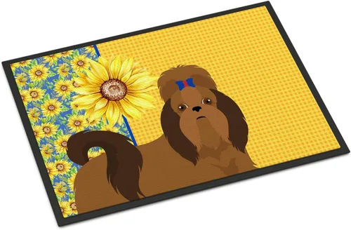 Miniatura 178 de Caroline's Treasures WDK5313MAT Airedale Terrier - Tapete para puerta delantera de 18 x 27 pulgadas, diseño de girasoles de verano, para entrada