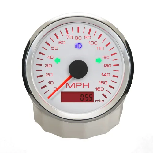 Miniatura 13 de ELING Medidor de velocidad automático universal 0-200 MPH GPS Velocímetro ajustable odómetro alarma de sobrevelocidad 85MM 12V 24V con Negro+Negro