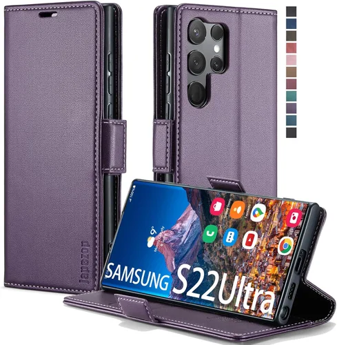 Miniatura 10 de Funda tipo cartera para Samsung Galaxy S22 5G con tarjetero y función atril, bloqueo magnético RFID, funda de piel con tapa para Galaxy S22 5G