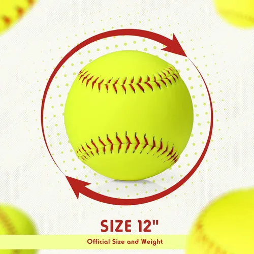 Miniatura 2 de Lewtemi Pelota de sóftbol de práctica deportiva amarilla de 12 pulgadas, tamaño y peso oficiales, pelota de sóftbol de lanzamiento lento