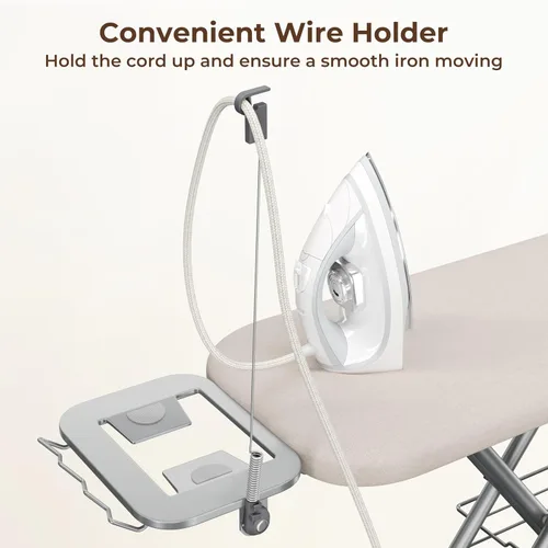 Miniatura 4 de Yaheetech Tabla de planchar, tabla de planchar compacta con soporte para cable, soporte para plancha de vapor y bandeja de almacenamiento inferior