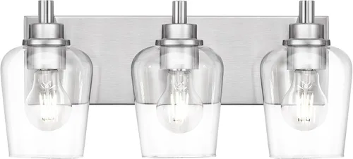 Miniatura 21 de Lámparas de baño, lámpara de tocador moderna de 4 luces con pantalla en forma de copa de vino de vidrio transparente, accesorios de iluminación Negro