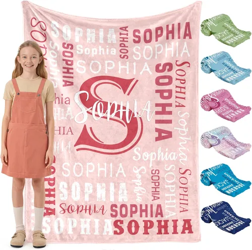 Miniatura 8 de Envío al día siguiente, manta personalizada para niños adolescentes - impresa en EE. UU., manta de franela con nombre personalizado, mantas