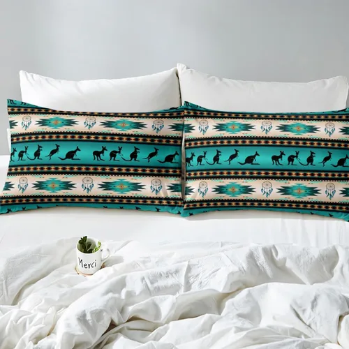 Miniatura 4 de Juego de sábanas bajeras de canguro para niños y niñas, sábanas aztecas nativas del suroeste, decoración de ropa de cama de tribu bohemia