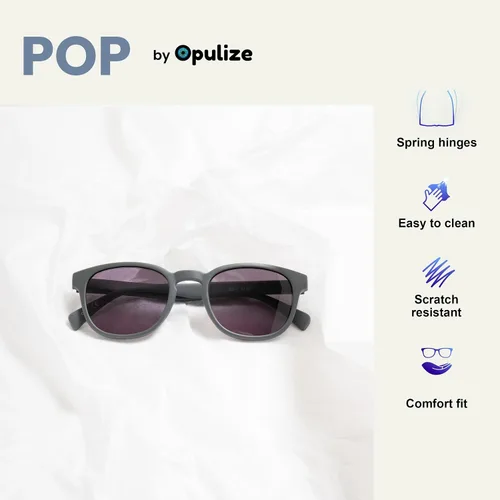 Miniatura 5 de OPULIZE Gafas de lectura POP clásicas para mujeres y hombres, lentes tintadas con protección UV400, marco redondo y voluminoso resistente a los gris