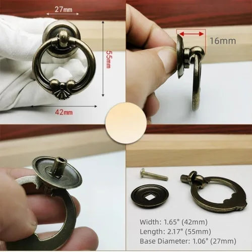Miniatura 4 de Tiradores de mariposa vintage de bronce antiguo para cajón de un solo agujero, accesorios de gabinete de aleación de zinc para cocina, baño