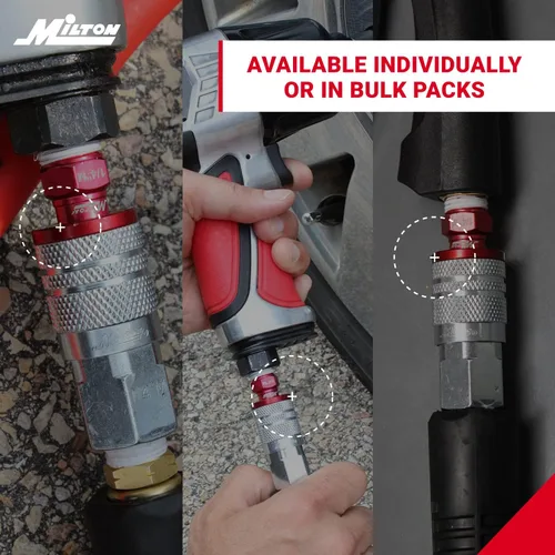 Miniatura 5 de Milton S-303VKIT HIGHFLOWPRO Kit Acoplador y Enchufe Estilo V 1/4 NPT Púrpura - 3 Piezas