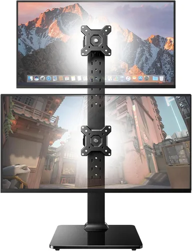 HUANUO Soporte de monitor doble para 13 a 34 pulgadas, carga máxima de 44 libras, soporte vertical para monitor, elevador de monitor independiente