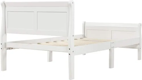 Miniatura 4 de Base de cama de madera, tamaño individual, plataforma con cabecero, estribo, soporte de listones de madera, base de colchón, muebles de dormitorio