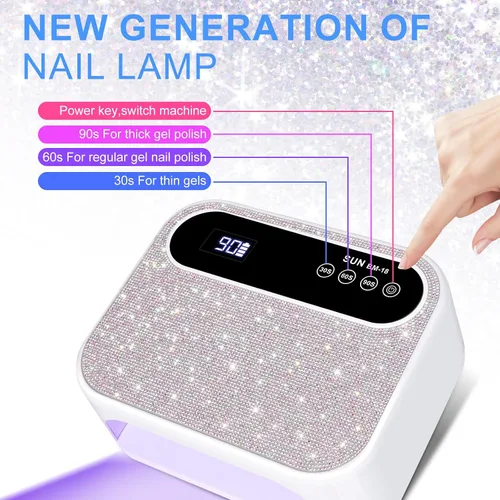 Miniatura 3 de Lámpara LED de uñas, luz de uñas de gel de 126 W, lámpara profesional recargable, 42 cuentas LED UV duraderas, sensor automático, secado rápido