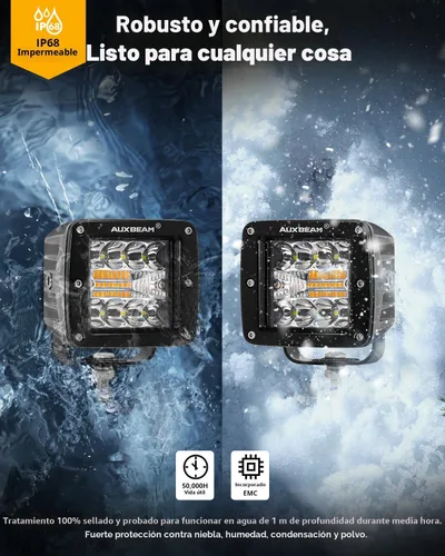 Miniatura 4 de Auxbeam Cubo luz LED ámbar de 3 pulgadas, 72 W todoterreno, 6 modos dos colores, estroboscópica antiniebla de conducción penetración e inundación