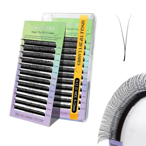 Miniatura 177 de Suministros de extensiones de pestañas NAGARAKU yy, pestañas falsas 0.05mm rizado D, bandeja mixta 8-12mm, prefabricadas 4D, abanico fácil, volumen
