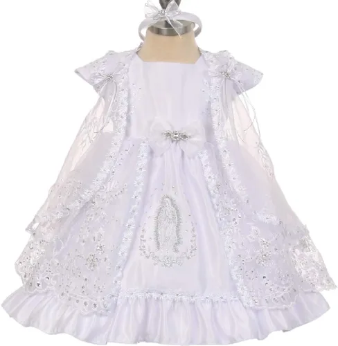 Miniatura 5 de BluNight Collection Vestidos de capó para bautizo y bautizo para niñas pequeñas