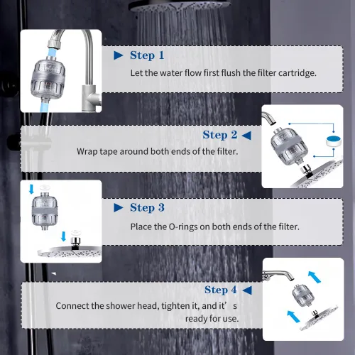 Miniatura 6 de Filtro de cabezal de ducha, sistema de filtración de 15 etapas, elimina el cloro y los metales pesados, suaviza el agua para una piel y cabello más