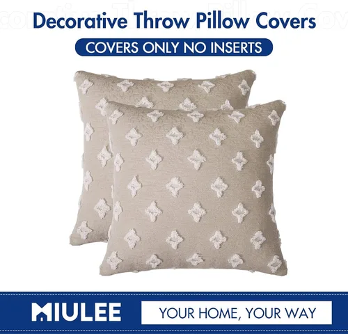 Miniatura 6 de MIULEE Juego de 2 fundas de almohada decorativas de jacquard rómbico, funda de cojín cuadrada suave para sofá, cama, dormitorio, sala de estar, 16 x