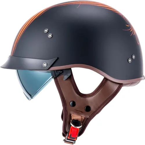 Miniatura 18 de VCOROS - Medio casco para motocicleta F07 de cara abierta, aprobado por DOT VCOROS Medio casco de motocicleta F07 de cara abierta aprobado por DOT
