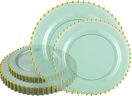 Miniatura 29 de Plasticpro - Juego de platos combinados de 32 piezas de plástico para cena, platos desechables de plástico elegantes y resistentes para fiestas de 7