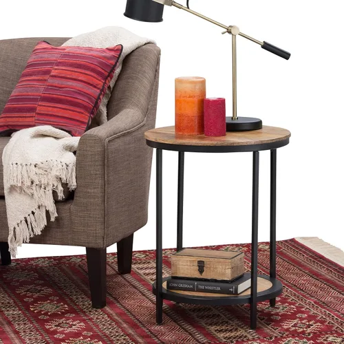 Miniatura 2 de SIMPLIHOME Jenna - Mesa auxiliar de metal, mesa redonda de metal sólido de 18 pulgadas de ancho, mesa auxiliar natural industrial o mesa pequeña