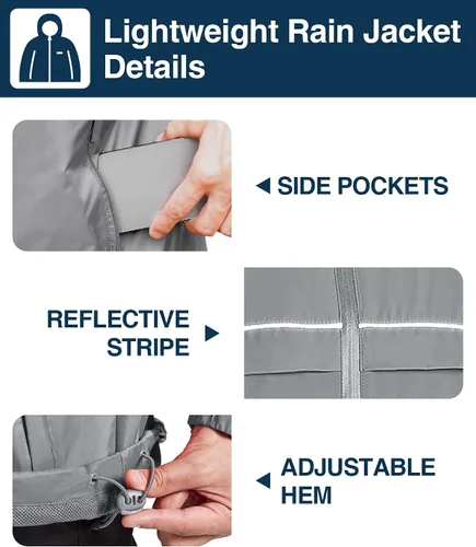 Miniatura 20 de SWISSWELL Chaqueta impermeable para hombre, rompevientos, ligera con capucha para uso diario casual