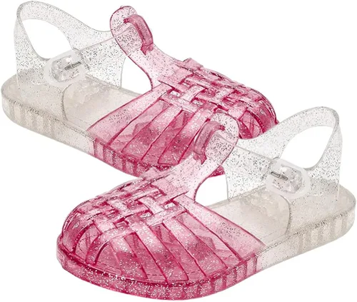 USHOBE Sandalias de jalea de princesa para niñas, sandalias de verano para la playa, zapatos de gelatina con purpurina, sandalias planas para el