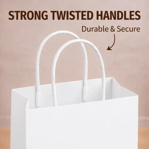 Miniatura 3 de Bolsas de regalo de vino kraft con asas, paquete de 50 bolsas de papel marrón para botellas de vino, 5.25 x 3.25 x 13 pulgadas (kraft blanco)