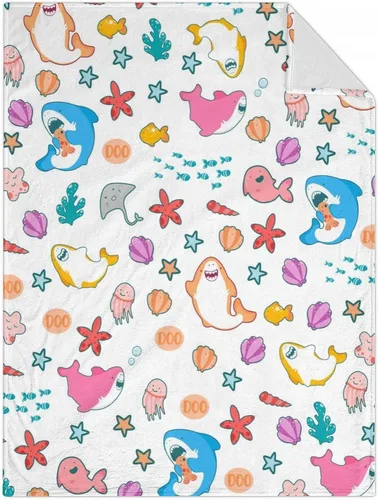 Miniatura 21 de Manta de tiburón para niñas, tamaño de regazo de 30 x 40 pulgadas, manta de felpa suave y peluda para regalo, manta blanca bonita para cama, sofá