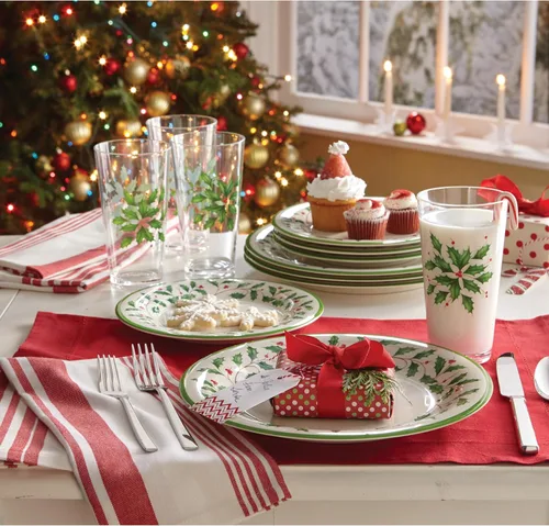 Miniatura 8 de Lenox 863669 Holiday - Juego de platos llanos de melamina de 4 piezas, vajilla navideña, alojamiento