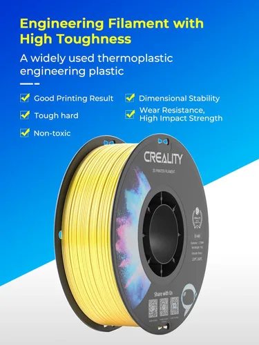Miniatura 2 de Creality Filamento ABS de 1.75mm, color negro, 2 kg, paquete de filamento para impresora 3D, excelente resistencia, inodoro, no tóxico, estabilidad