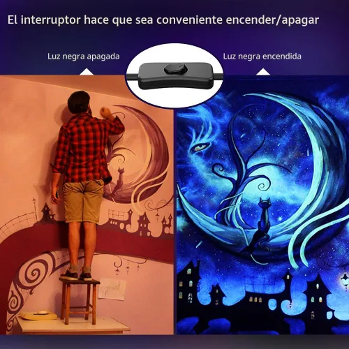 Miniatura 3 de Onforu Paquete de 2 luces LED negras de 30 W, luz de inundación de luz negra con enchufe, IP66 impermeable, para fiesta de baile de Halloween
