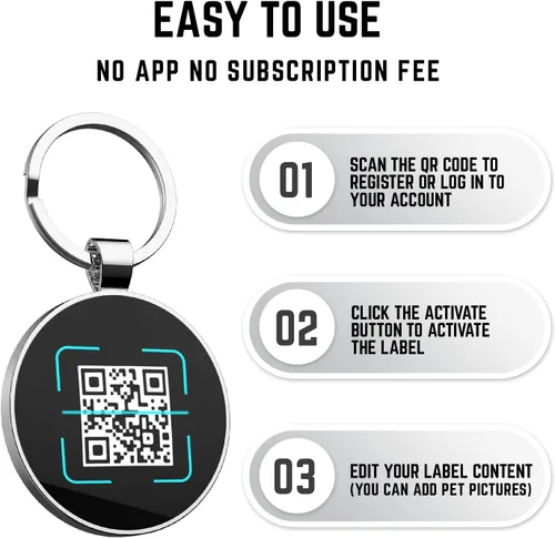 Miniatura 3 de Etiquetas de perro QR personalizadas para mascotas, etiquetas de identificación de código QR, etiquetas de identificación de mascotas inteligentes