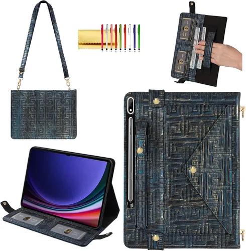 Miniatura 75 de Bolso Funda para Samsung Galaxy Tab S10 FE/S9 FE 10.9"/S9/S8/S7 11", Techcircle Folio con Soporte Cruzado, Billetera con Ranura para Lápiz S Pen