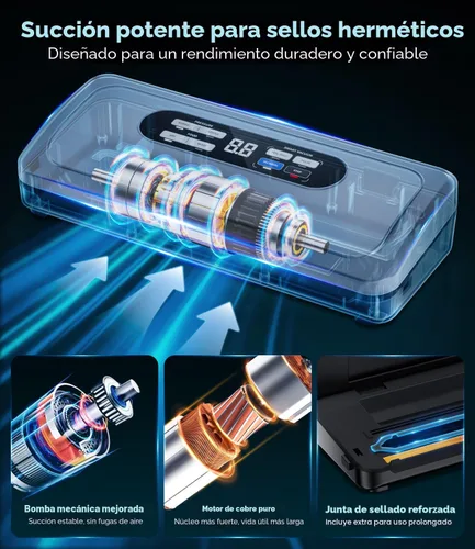 Miniatura 6 de Máquina selladora al vacío con sistema AirLock ProSeal, sellador al vacío 10 en 1 para alimentos, modos de sellado húmedo/seco, diseño compacto