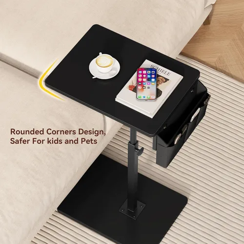 Miniatura 3 de Vagusicc - Mesa con bandeja para apoyabrazos de sofá, mesa giratoria de 360° con altura ajustable para TV, mesa auxiliar para espacios pequeños