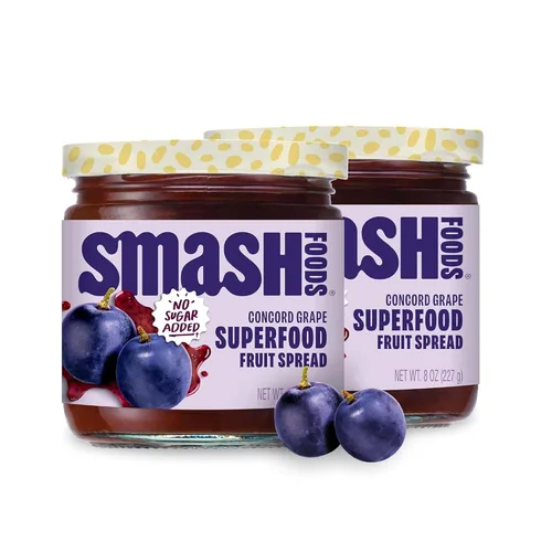 Miniatura 9 de Smash Foods Mermelada de Cereza y Granada Mermelada Keto Baja en Calorías, Sin Azúcar Añadida con Fruta Reutilizada y Semillas de Chía Untable
