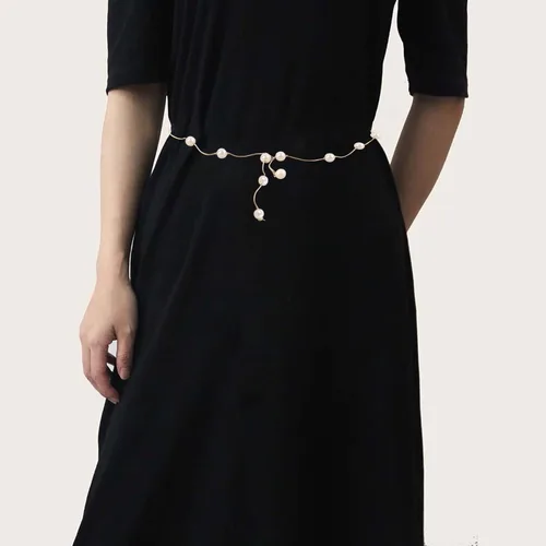 Miniatura 5 de Cinturones de cadena de moda para mujer, cadena de cintura con diamantes de imitación para vestido, cinturón automático con hebilla