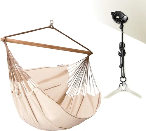 Miniatura 20 de La Siesta® XL King Habana - Hamaca colgante de algodón, para interiores y exteriores, silla colgante bohemia para dormitorio, patio, máximo 355