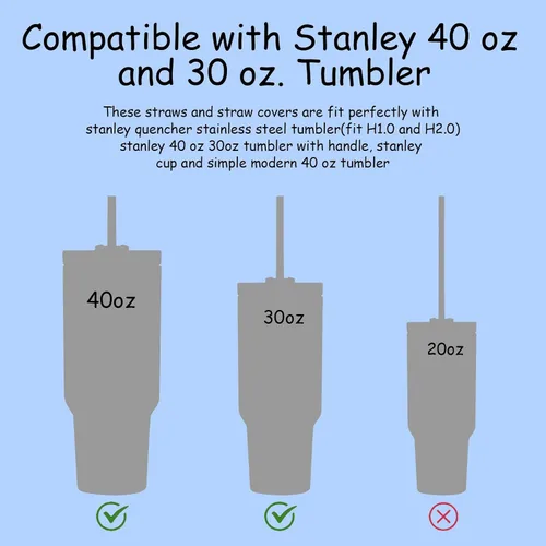 Miniatura 3 de 6 popotes transparentes de repuesto para vasos Stanley de 40 onzas y 30 onzas, 3 bonitas cubiertas de popote para vasos Stanley con 1 cepillo