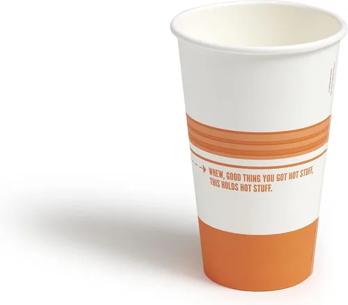 Miniatura 2 de Staples Perk - Vasos calientes de papel de 16 onzas, 500 unidades de tazas de café desechables a granel para bebidas calientes, blanco/naranja