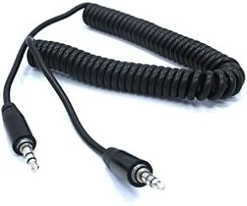 Miniatura 2 de Cable auxiliar en espiral negro de alta calidad para coche, cable estéreo de audio de 0.138 in, adaptador auxiliar para iPod Nano 5ª, 7ª