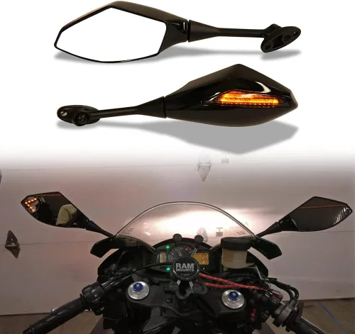Miniatura 5 de DREAMIZER Espejos retrovisores para motocicleta con luz de señal de giro integrada, espejo de manillar compatible con CBR500RR CBR600RR CBR1000RR