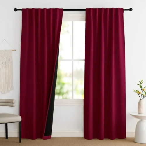 Miniatura 21 de NICETOWN Paneles de cortinas totalmente opacas para dormitorio que reducen el frío, cubiertas de ventana súper gruesas aisladas, cortinas Biscotti