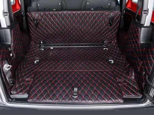 Miniatura 8 de Alfombrilla para maletero, alfombrilla de respaldo+panel de ambos lados para Jeep Wrangler Rubicon 2018-2021-Actual (4dr con subwoofer) XPE Leather