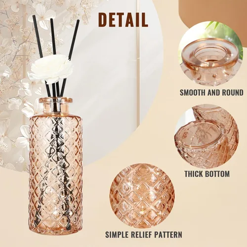 Miniatura 3 de Jarrón de cristal, botella de flores, jarrón pequeño, juego de 6, simple, sólido, para mamá o mujer, regalo elegante para el día del padre, Ámbar