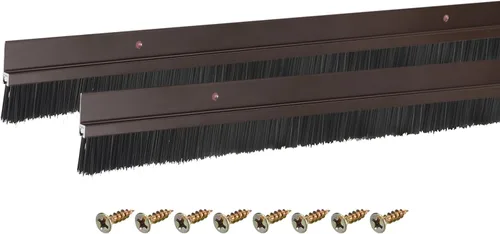 Miniatura 24 de uxcell 2 piezas cepillo de puerta barrido inferior forma H base de aleación de aluminio con cepillo de nailon de 0.4 pulgadas para hogar, industrial
