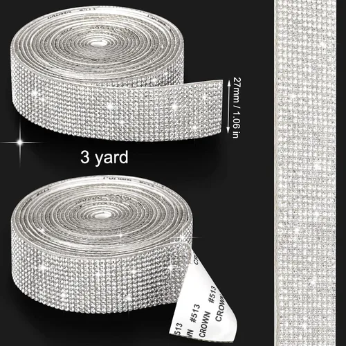 Miniatura 2 de Zonon - Tiras adhesivas con diamantes de imitación para manualidades y decoración de Navidad, automóvil y celular, rollo, cinta con joyas, 2 mm