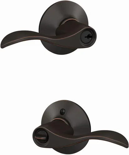 Miniatura 72 de SCHLAGE - Manija de puerta Accent con cerradura de paso libre para pasillo y armario en bronce antiguo - F10 ACC 716 Bronce Envejecido