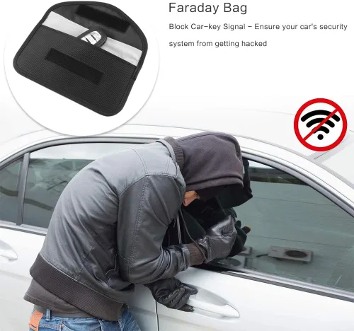 Miniatura 8 de Bolsa de bloqueo de señal, bolsa de protección con GPS RFID Faraday, funda de protección para teléfono celular y llavero de automóvil, antirastreo 4